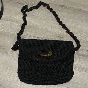 Black Woven Shoulder Bag